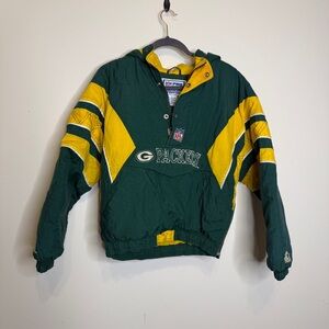 STARTER Vintage Kids Green and Yellow Packers Hoodie